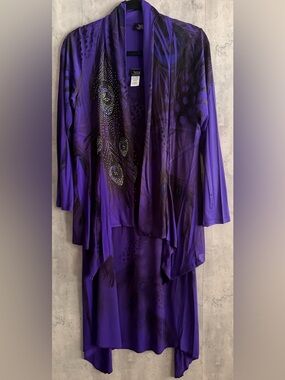 Jostar Purple Beaded Animal Print Rhinestone Embellished Jacket 2pc Dress Sz M
